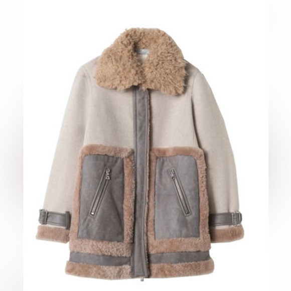 Rebecca Taylor Shearling Mix Coat